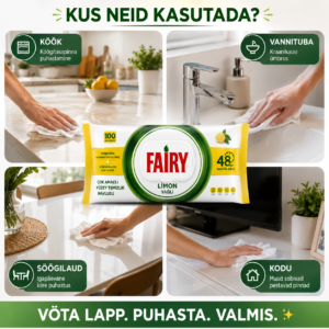 Fairy niisked puhastuslapid köögi, vannitoa ja kodu puhastamiseks