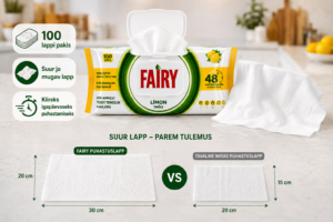 Fairy niisked puhastuslapid – suur puhastuslapp kiireks igapäevaseks koristamiseks