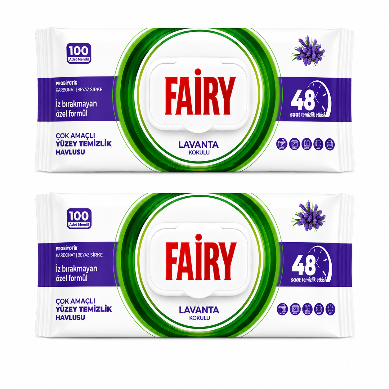 Fairy Power Wipes lavendlilõhnalised niisked puhastuslapid 100 tk 2tk
