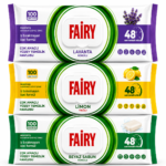 FAIRY universaalsed puhastuslapid – Valge seebi+Sidruni+Lavendli lõhn (3×100 tk)