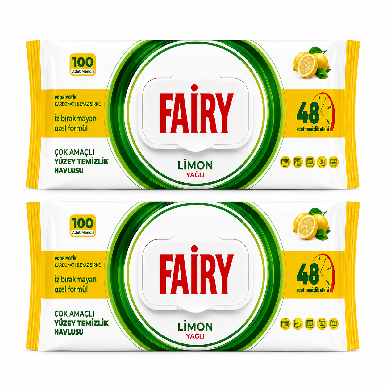 Fairy Power Wipes sidrunilõhnalised niisked puhastuslapid 100 tk 2tk